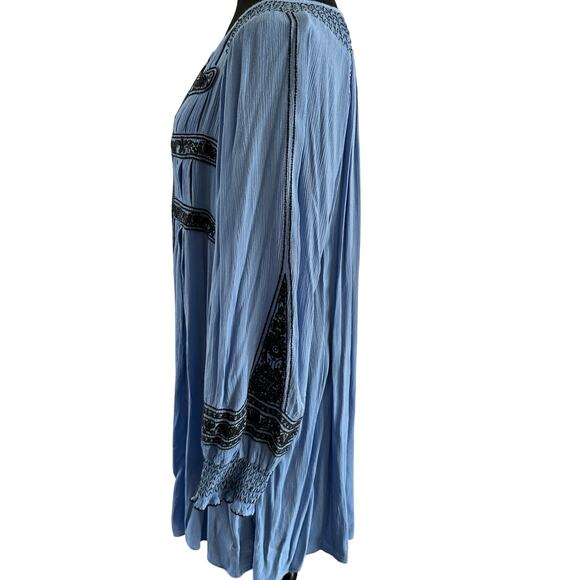 Free People - Wind Willow Embroidered V-Neck Mini Dress Blue - LG - Picture 5 of 10